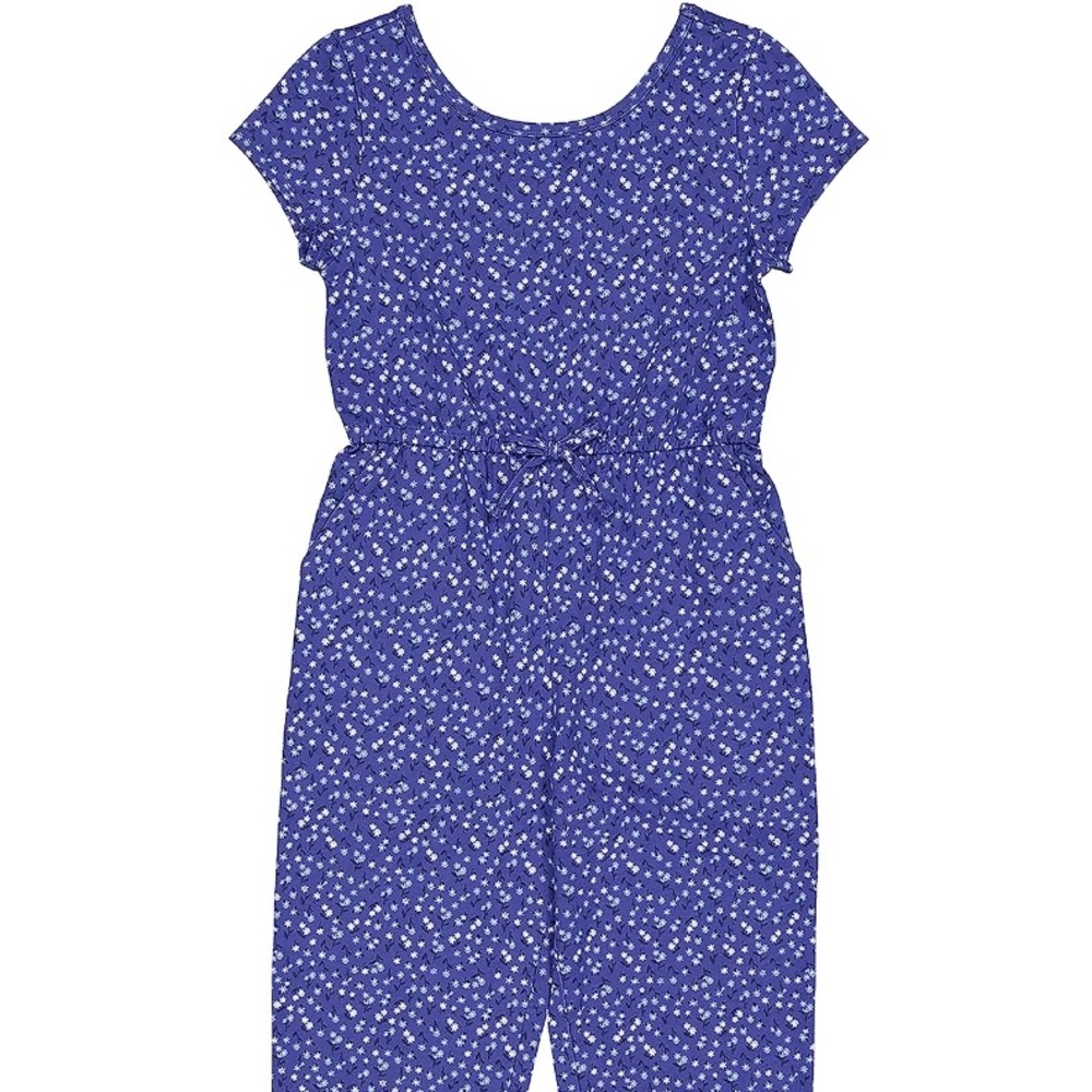 Wonder Nation Girls Knit Cargo Jumpsuit with Short Sleeve